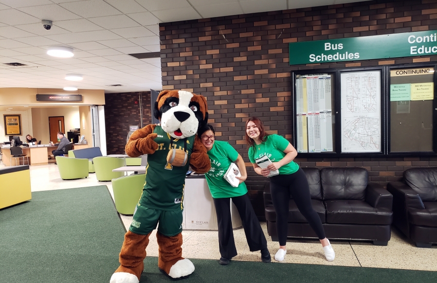 SCC mascot with students